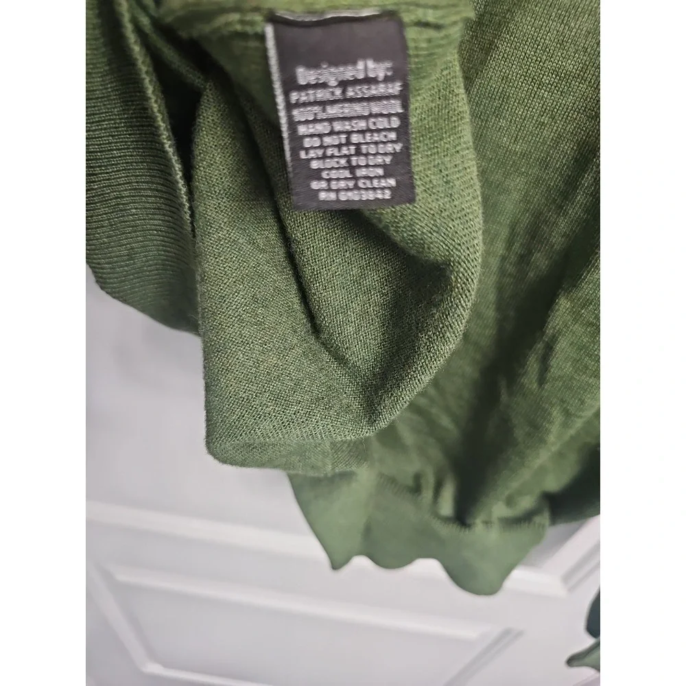 Toscano Mens Extra Fine Merino Wool V-Neck Sweater XL Green Pullover